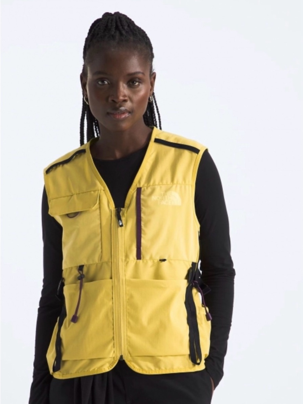 The North Face Class V Utility Vest Yellow with Dark Purple Trim